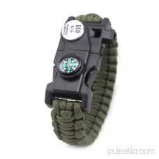 LED Light Outdoor Survival Camo Paracord Bracelet Flint Fire Starter Compass NEW (Brown)